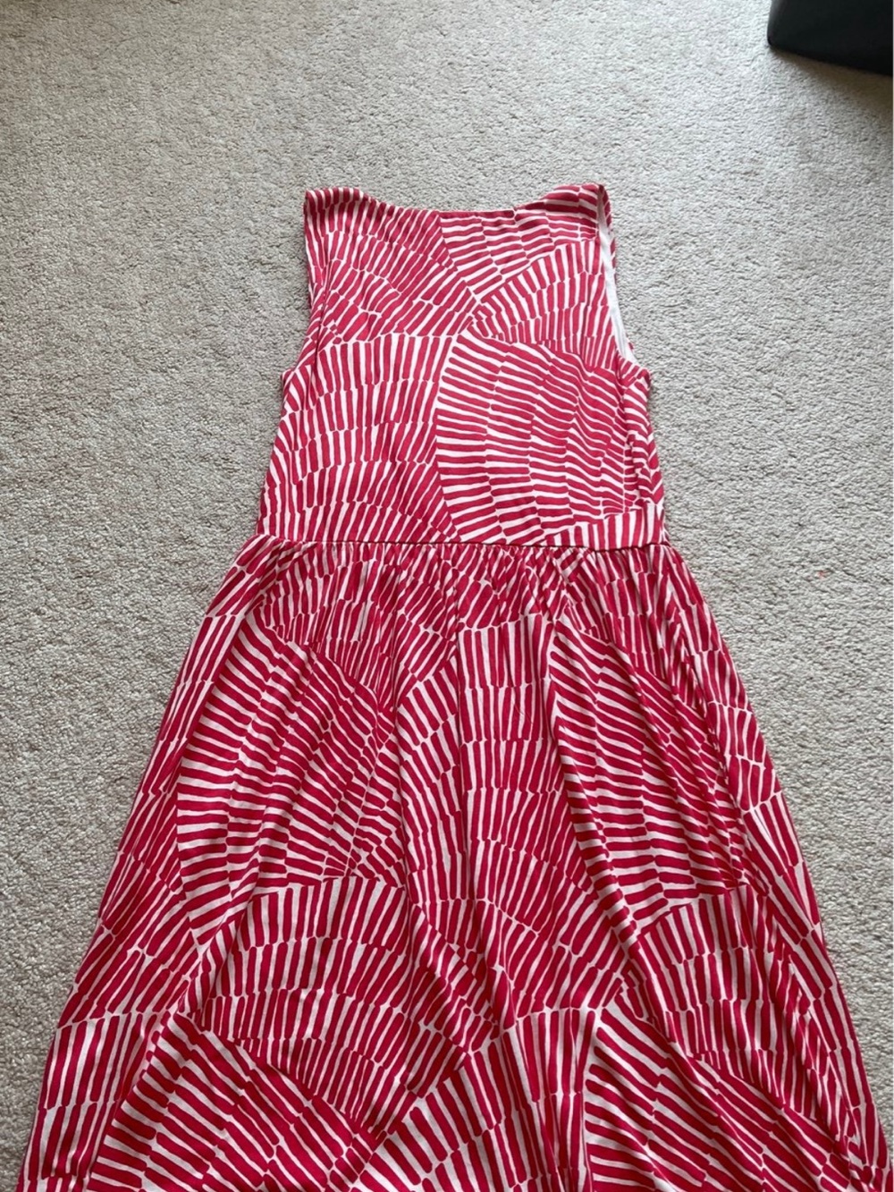 Boden Red and White Sleeveless V-Neck Midi Dress - Picture 6 of 11